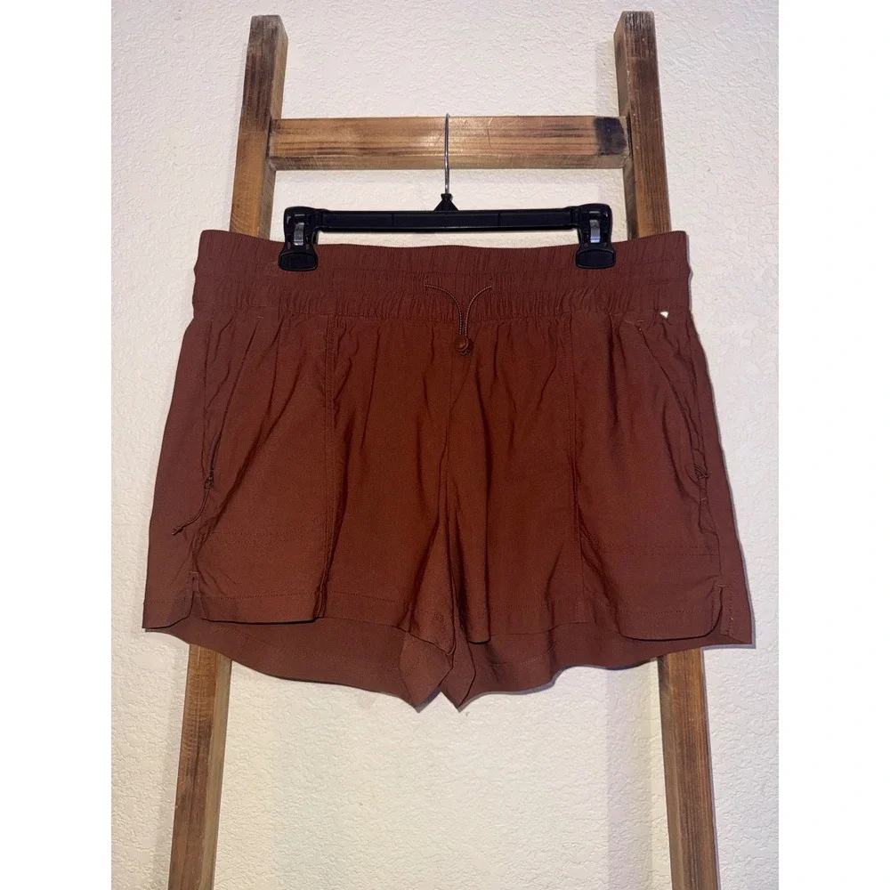 Avalanche Outdoor Supply Co Womens Rust Brown Hiking Shorts Elastic Waist Large